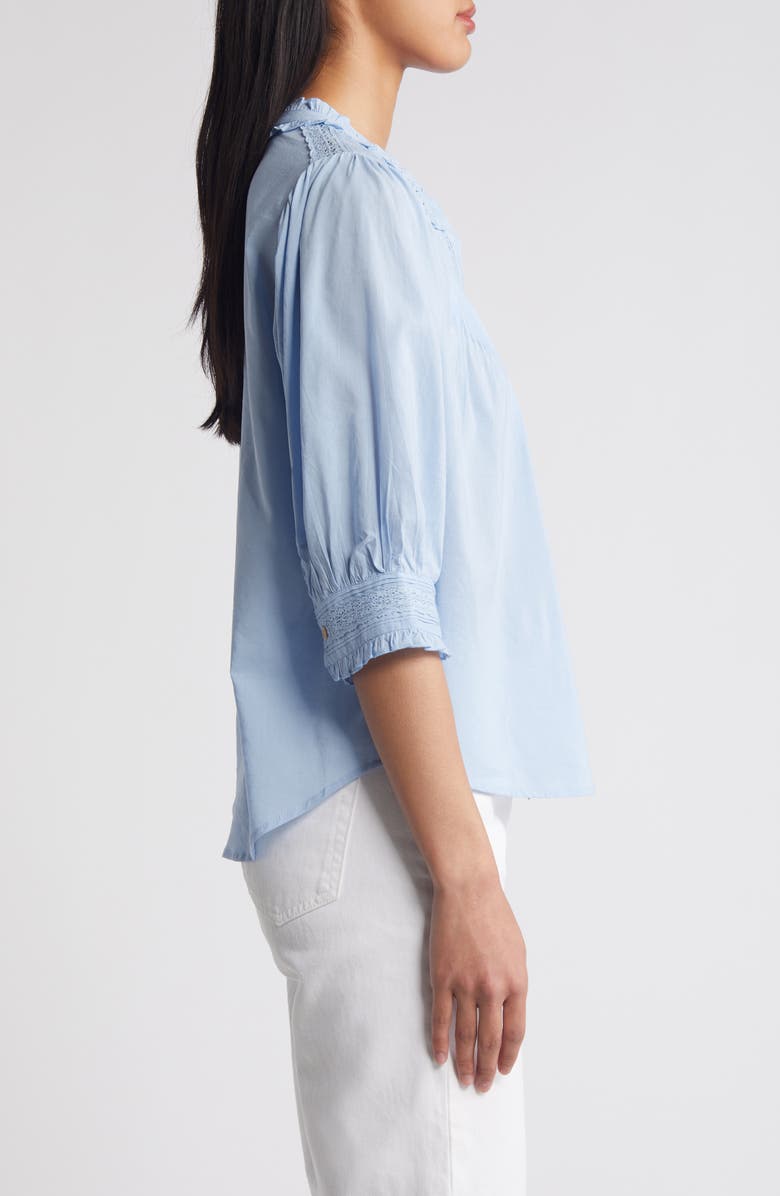 Wit & Wisdom Lace & Pintuck Cotton Blend Shirt, Alternate, color, 