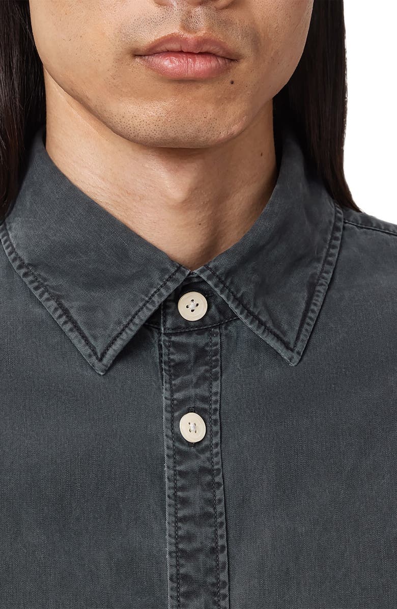 AllSaints Bodhi Long Sleeve Overshirt, Alternate, color, Blainn Black