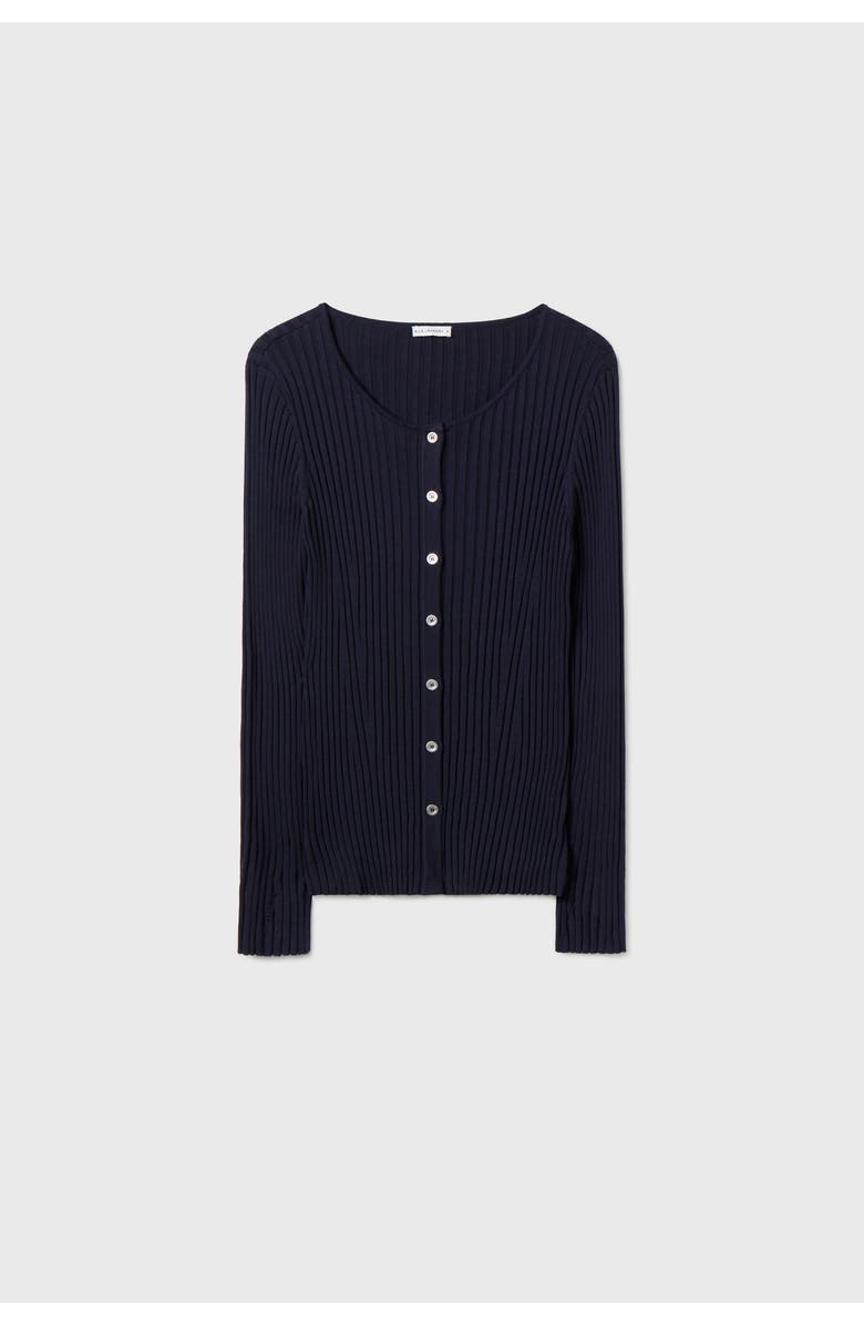 SILK LAUNDRY RIBBED KIA CARDIGAN MIDNIGHT, Alternate, color, 