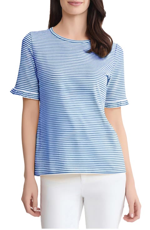 Ruffle Elbow Sleeve T-Shirt (Regular & Petite)