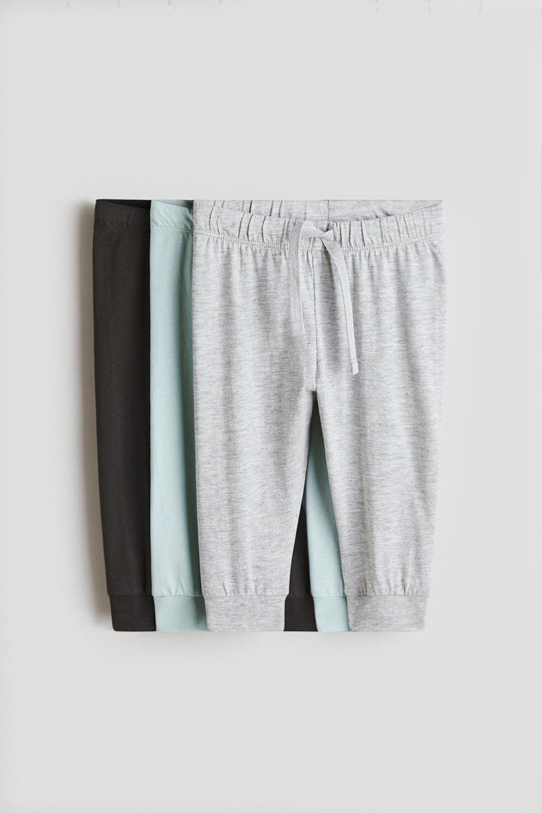 3-pack Cotton Jersey Joggers, Main, color, Light gray/turquoise