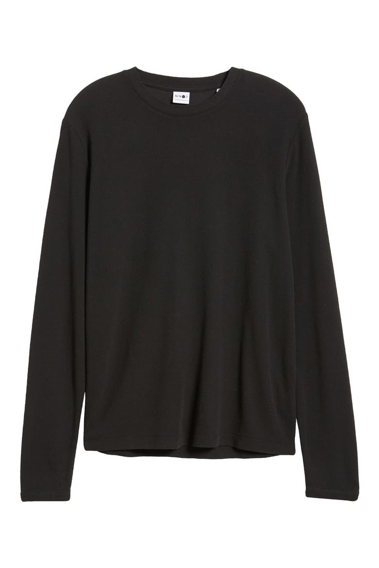 Clive Long Sleeve Waffle Knit Tee, Alternate, color, BLACK