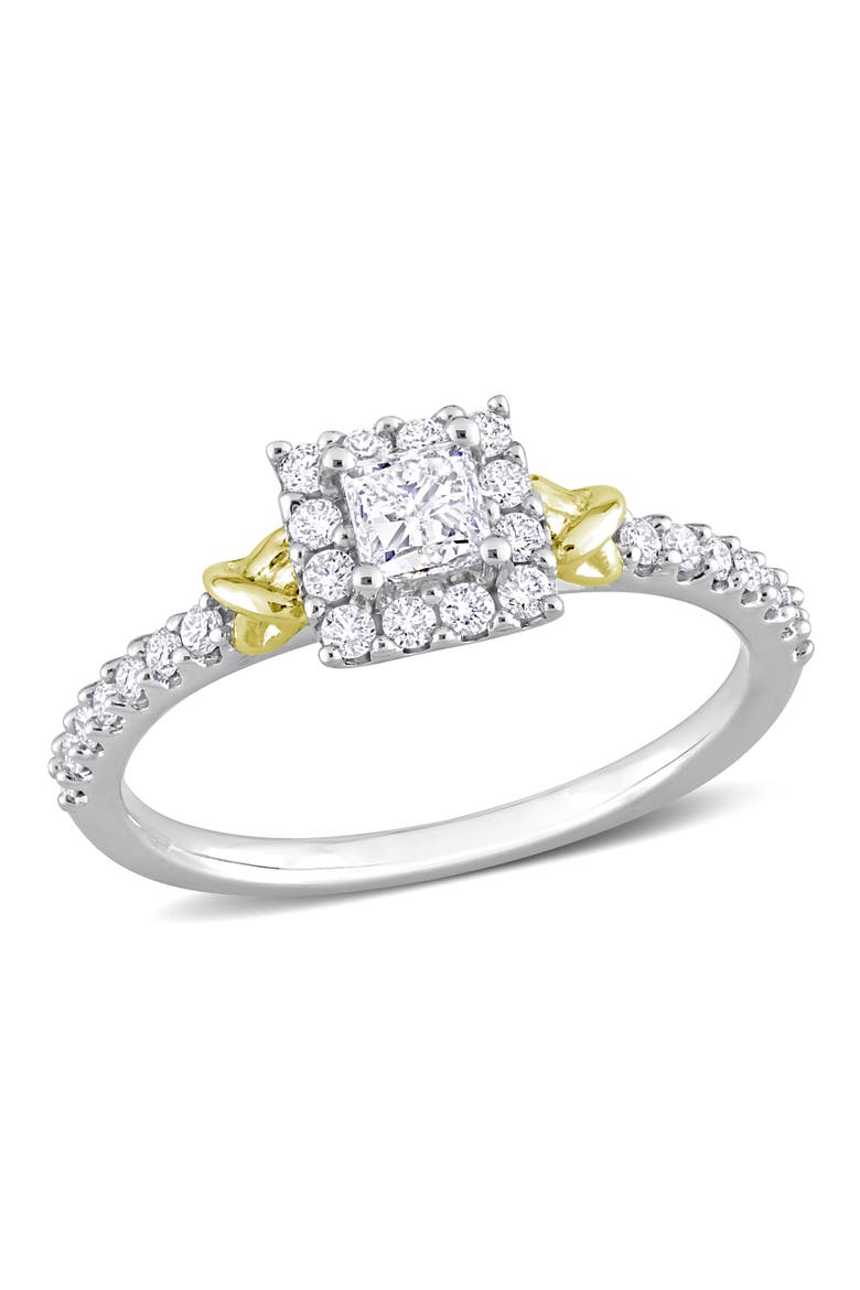 Diamond Princess Halo Ring 14k Gold, Main, color, White Gold