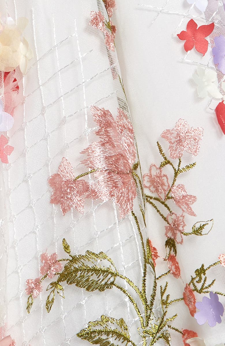 Marchesa Kids' Floral Embroidered Mesh Dress, Alternate, color, 