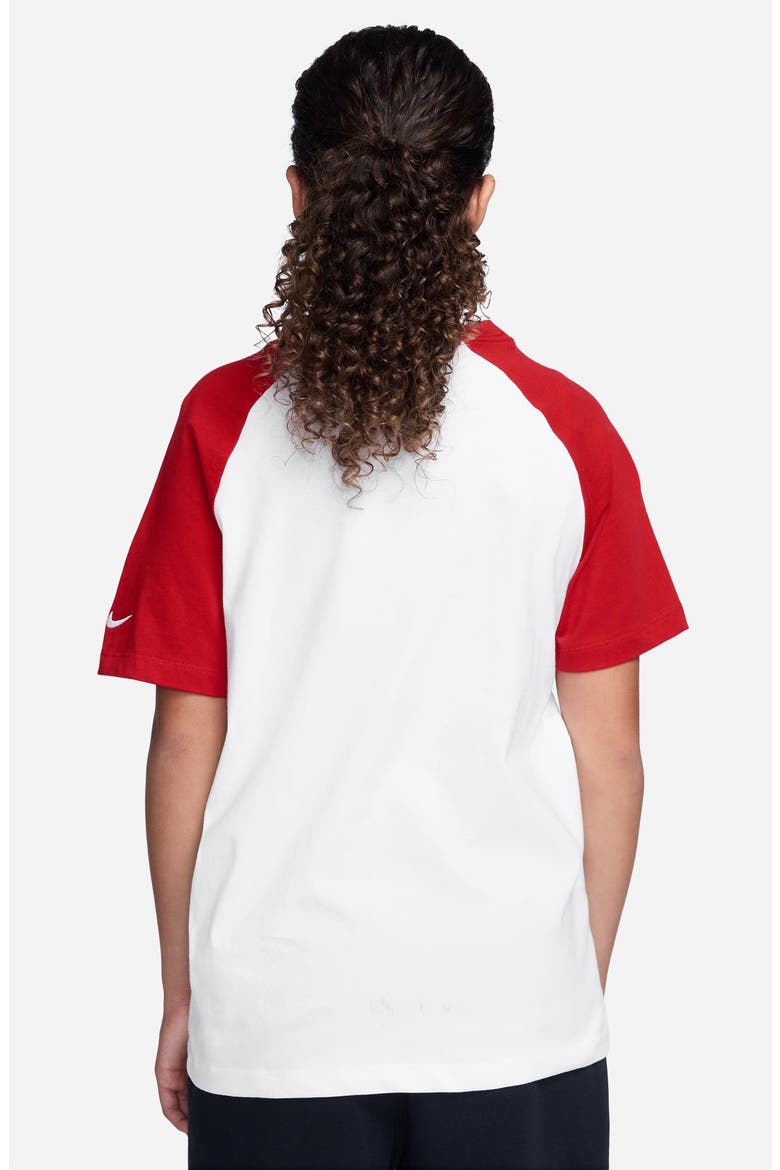 Kids Raglan Cotton Graphic T-Shirt, Alternate, color, UNIVERSITY RED