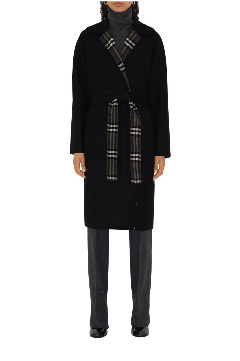 Reversible Wool Wrap Coat, Main, color, Black