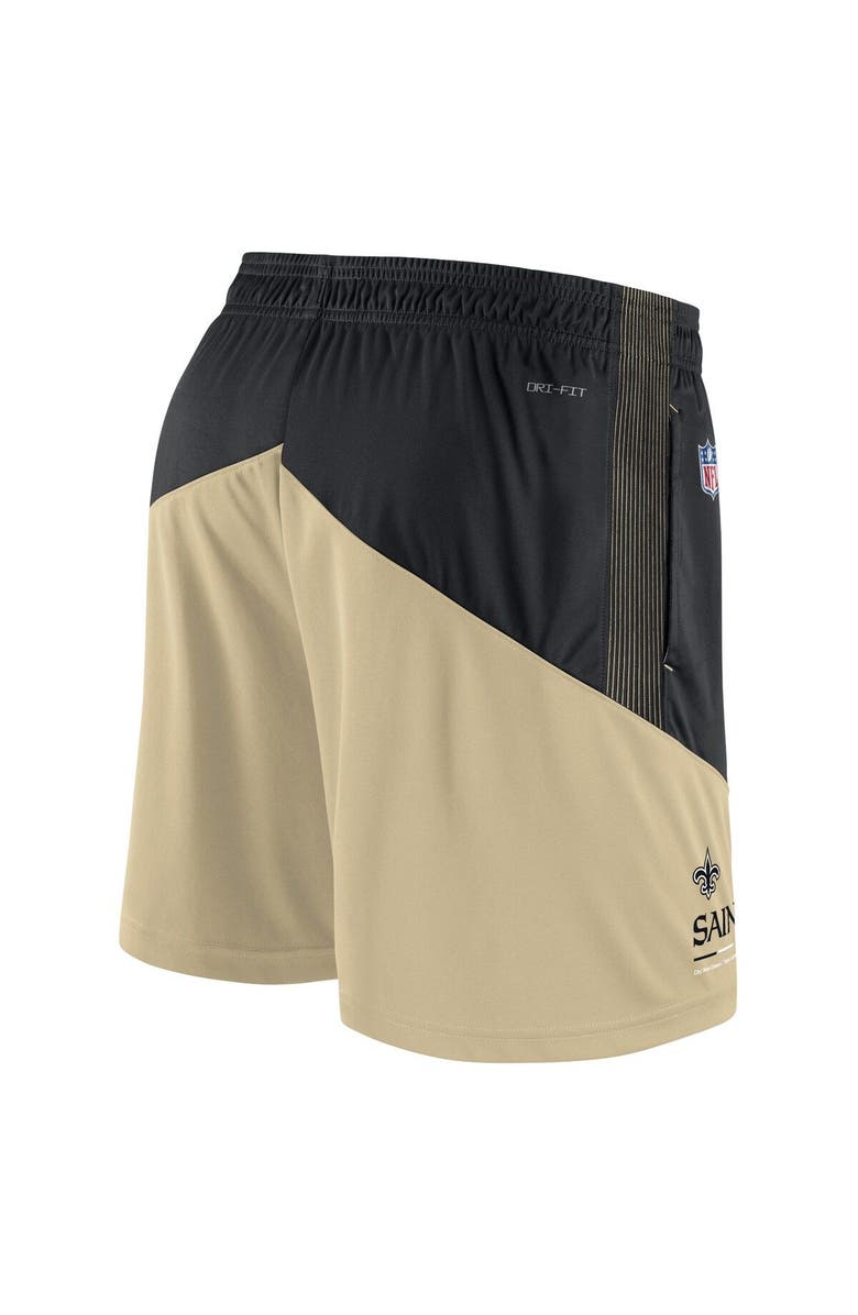 Nike Men's Nike Black/Gold New Orleans Saints Sideline Primary Lockup Performance Shorts, Alternate, color, Black