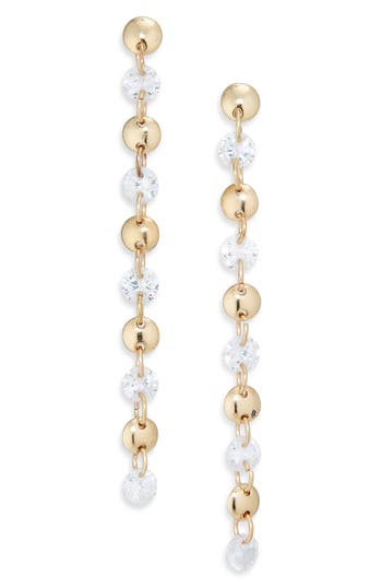 Nordstrom Rack Floating Cubic Zirconia Disc Linear Earrings In Gold
