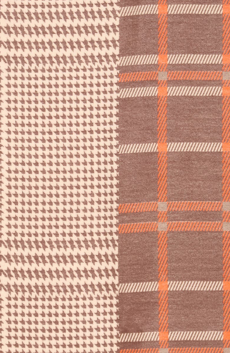 La Fiorentina Plaid Houndstooth Wrap Scarf, Alternate, color, Brown/ Orange