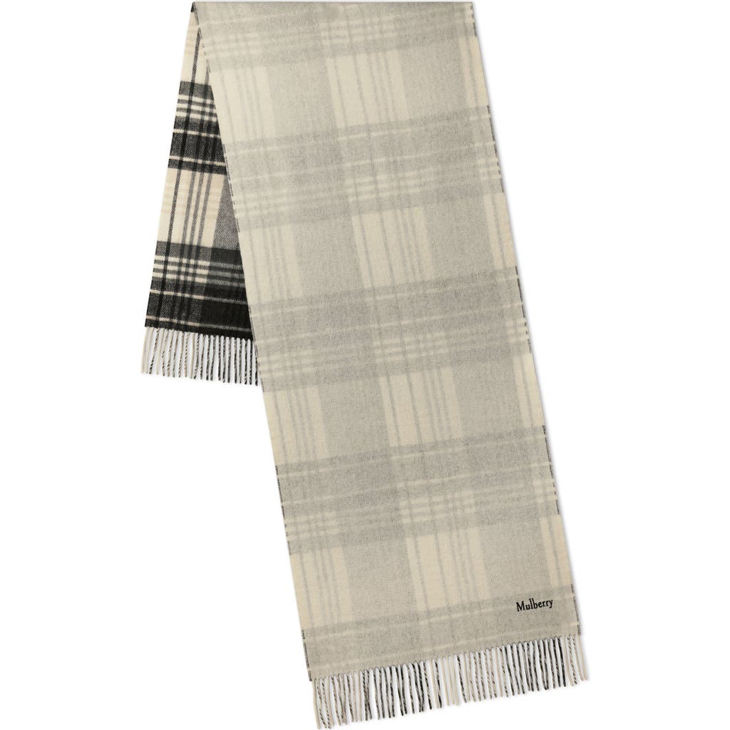 Mulberry Large Reversible Heritage Check Scarf In Neutral