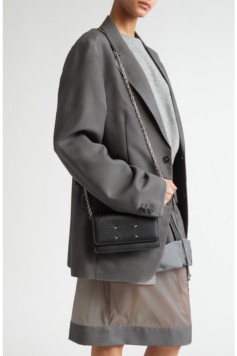 Large Leather Wallet on a Chain, Alternate, color, BLACK