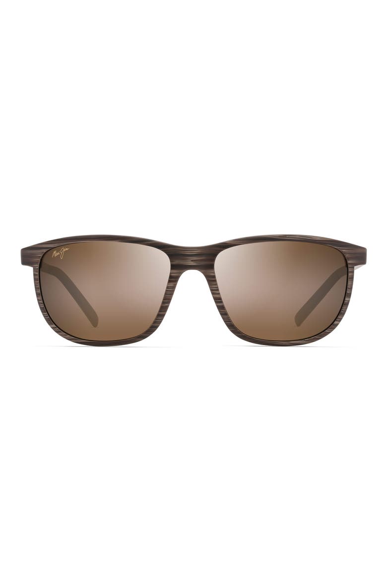 Lele Kawa 58mm Polarized Square Sunglasses, Main, color, BROWN STRIPE/ HCL BRONZE