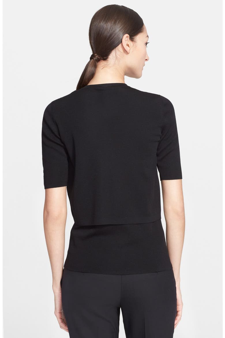 Akris Crop Wool Cardigan, Alternate, color, BLACK