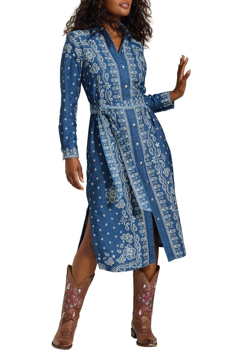 Bandana Bay Midi Shirtdress, Main, color, MIDNIGHT BAY WASH