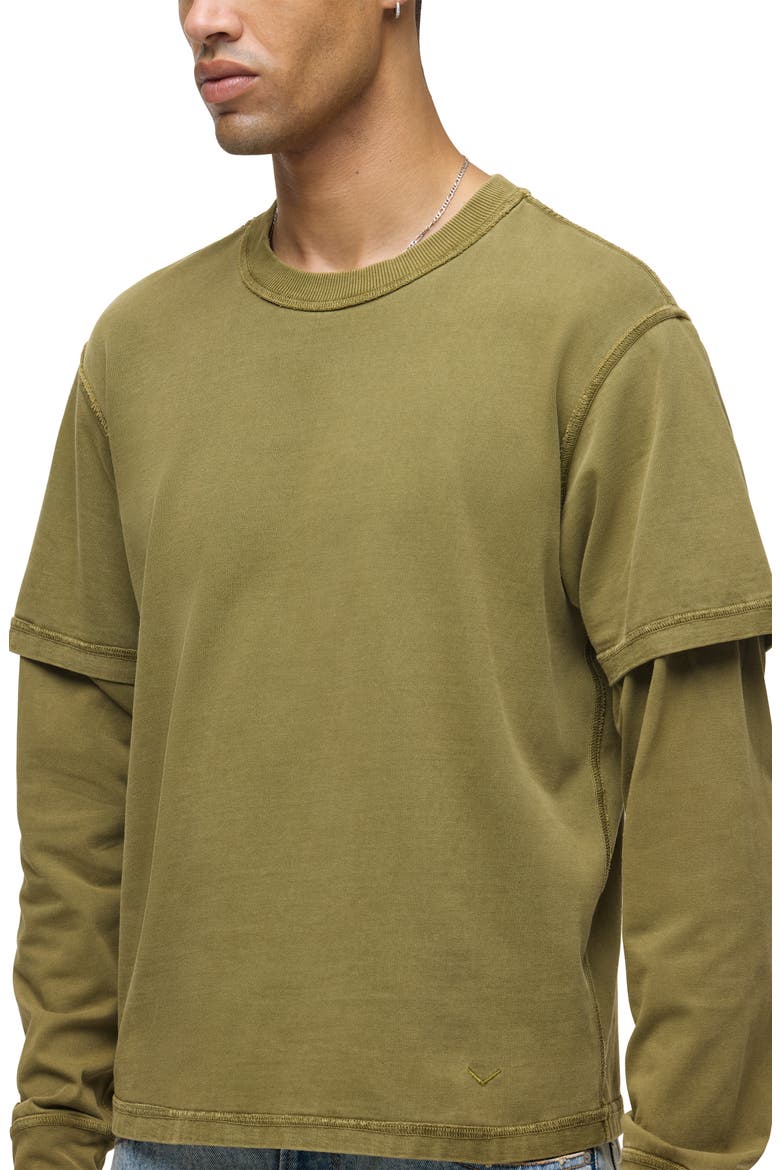 Hybrid Layered Long Sleeve Cotton T-Shirt, Alternate, color, OLIVE