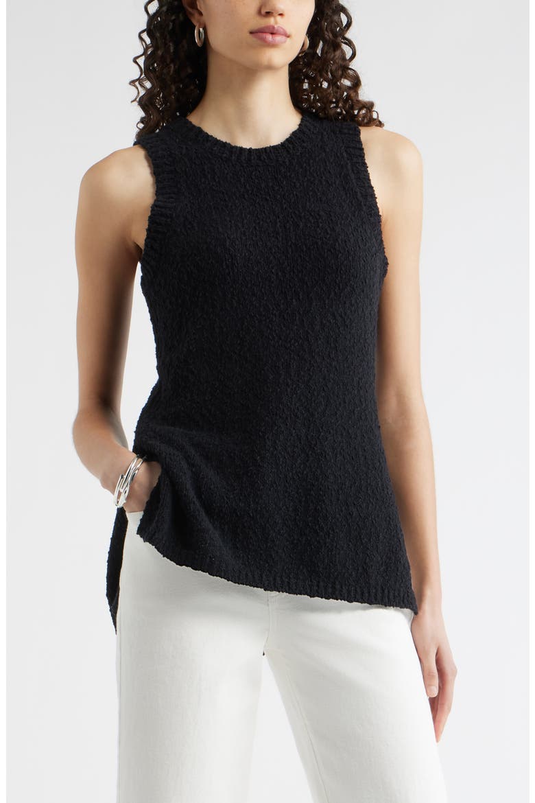 Textured Cotton Sweater Tank, Main, color, BLACK