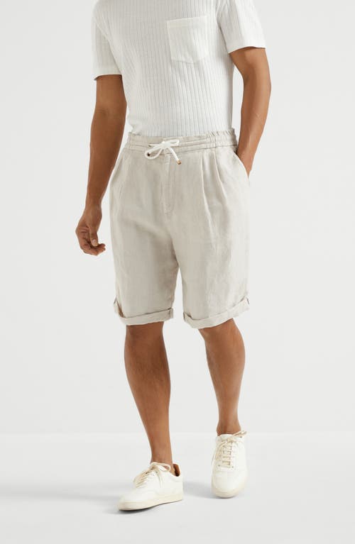 Brunello Cucinelli Linen Drawstring Bermuda Shorts In Yuta
