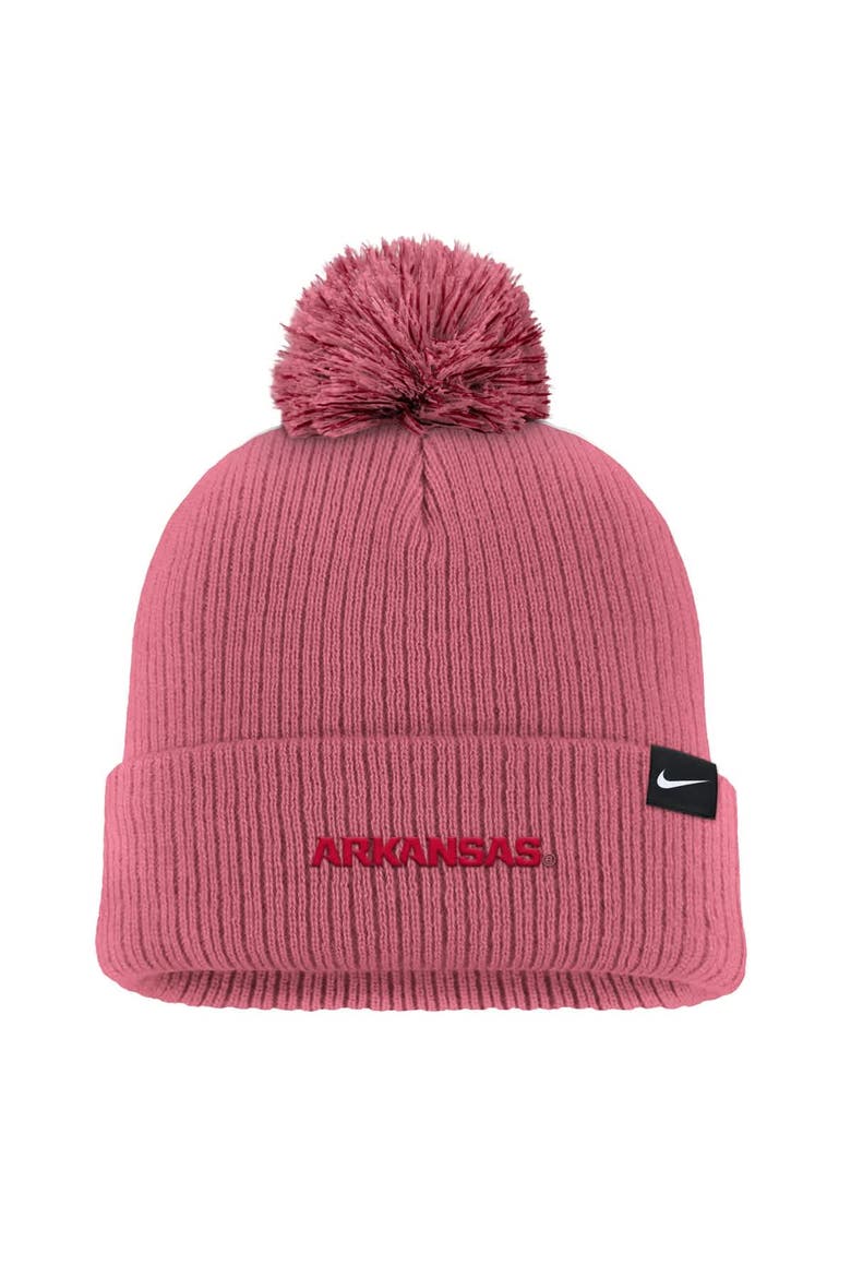 Men's Nike Pink Arkansas Razorbacks Tonal Peak Cuffed Knit Hat with Pom, Alternate, color, Pink