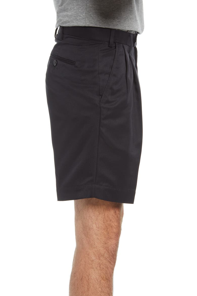 Microfiber Self Sizer Pleated Shorts, Alternate, color, BLACK