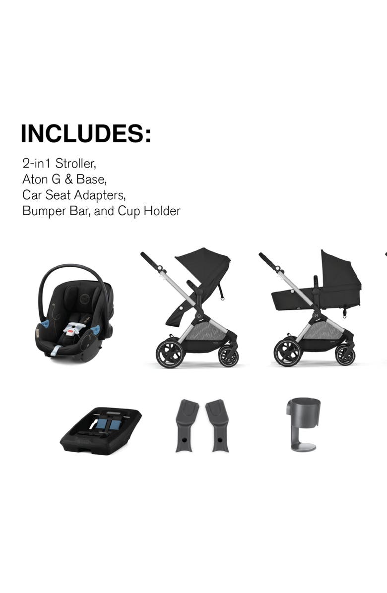CYBEX EOS Stroller & Aton G Car Seat Travel System, Alternate, color, Moon Black