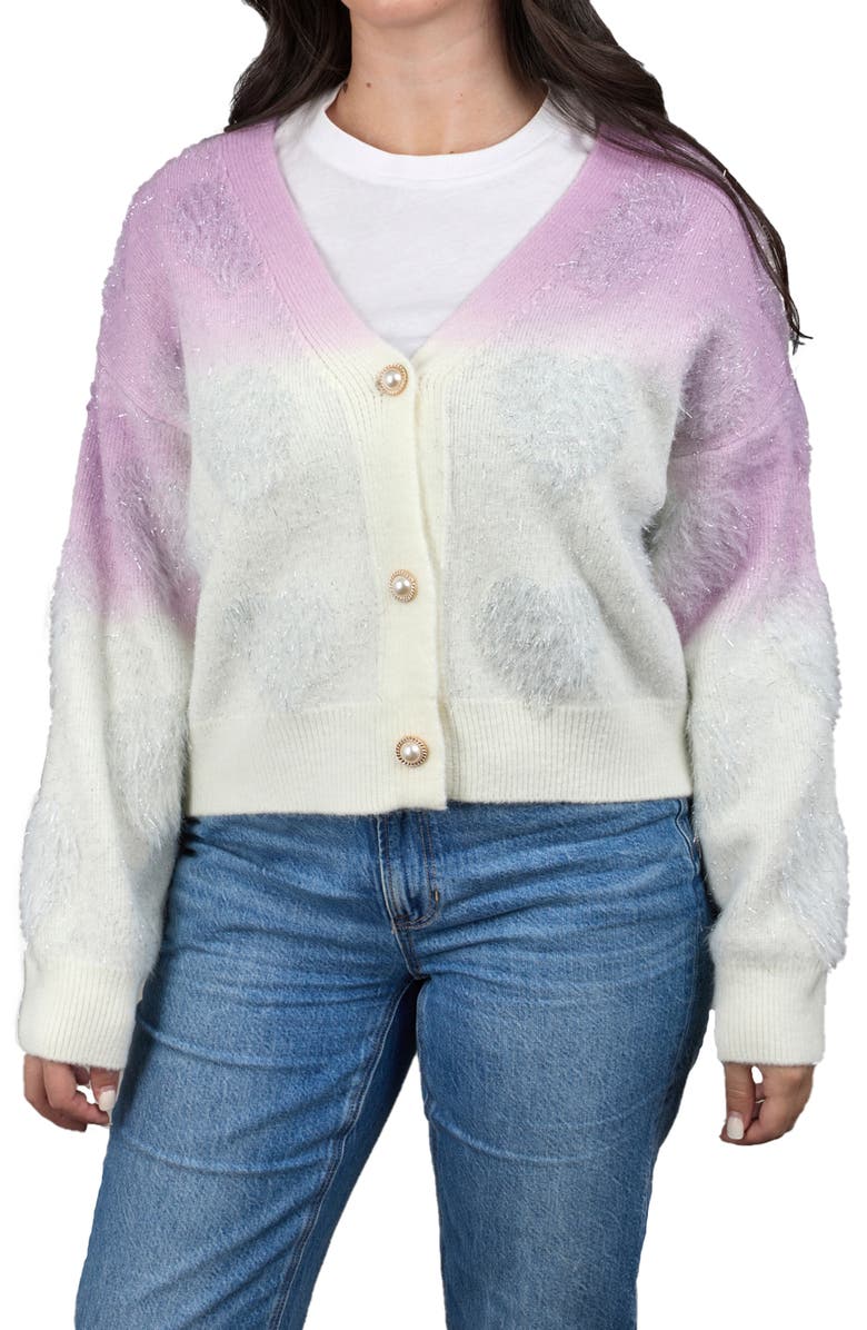 SAACHI Heart Eyelash Cardigan, Main, color, Pastel Purple