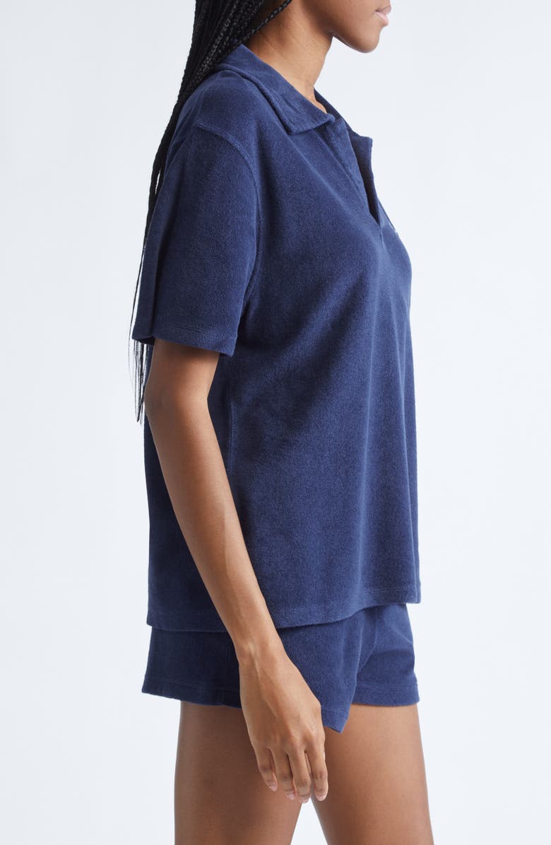 Sporty & Rich Eden Script Terry Polo, Alternate, color, Dark Navy