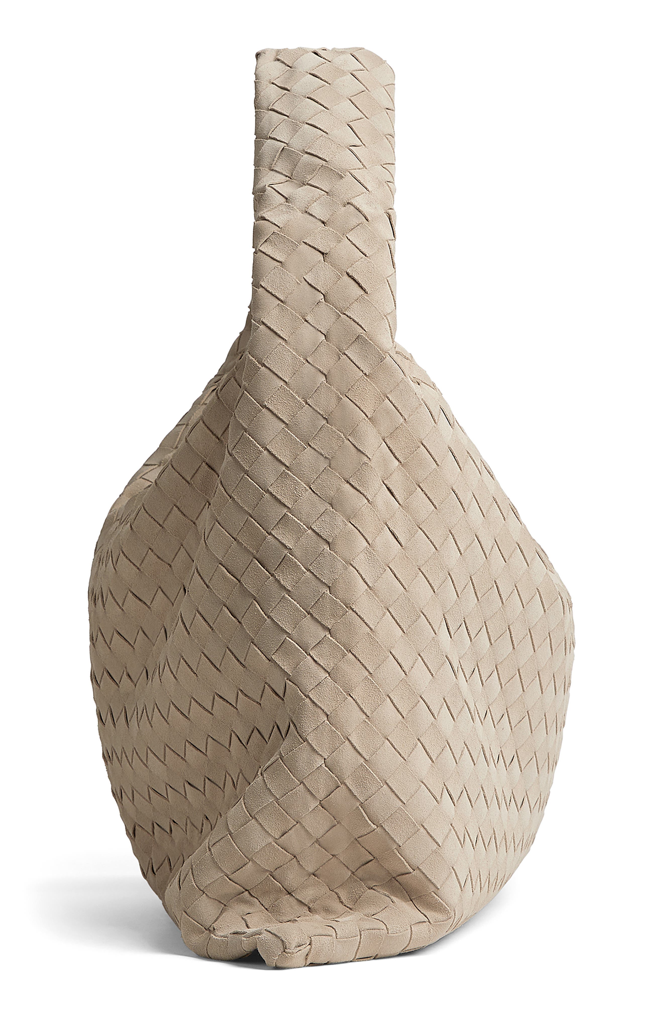 Bottega Veneta Large Hop Intrecciato Suede Hobo Bag, Alternate, color, 9614 Ecru-Muse Brass
