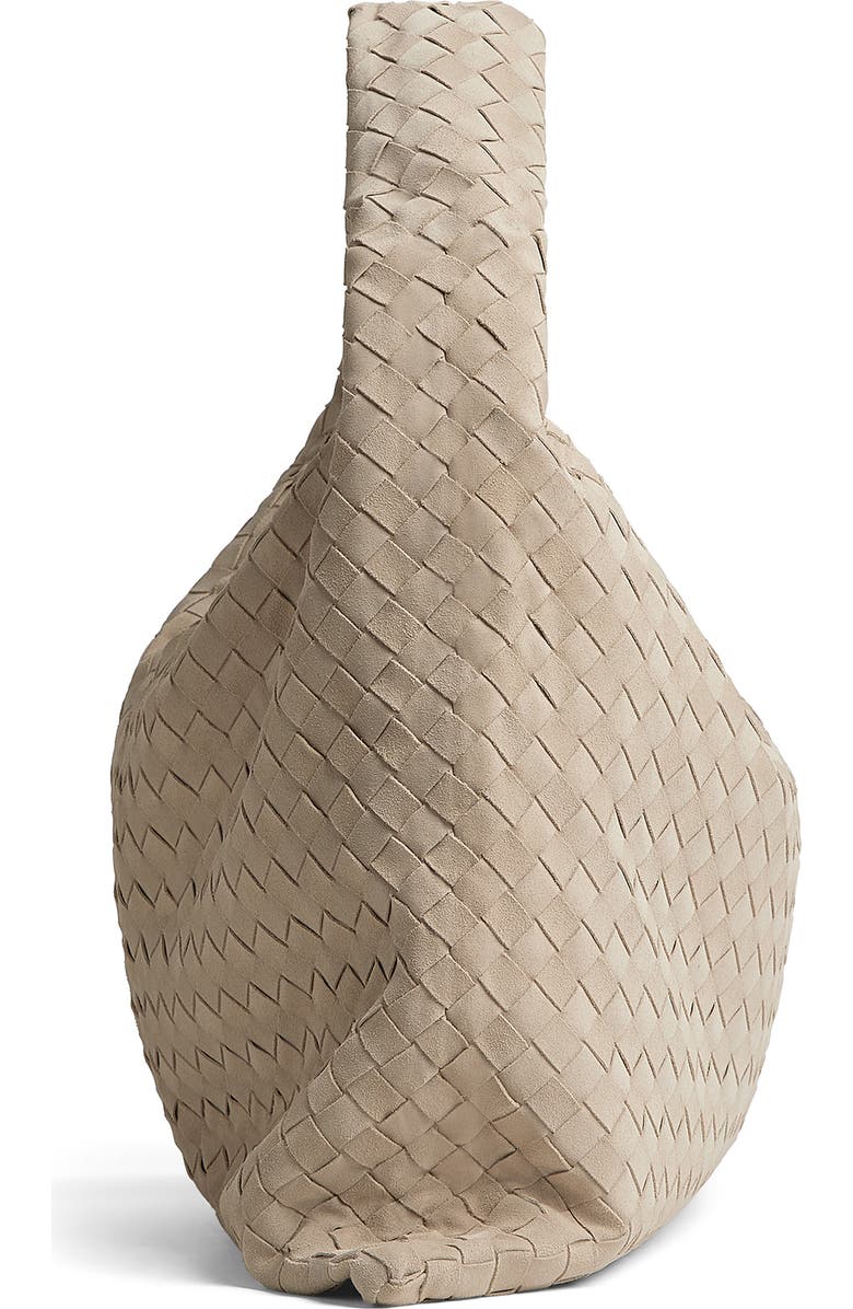 Bottega Veneta Large Hop Intrecciato Suede Hobo Bag, Alternate, color, 9614 Ecru-Muse Brass