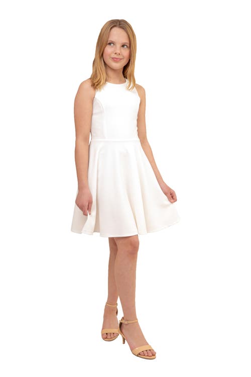 Un Deux Trois Textured Racerback Dress In White