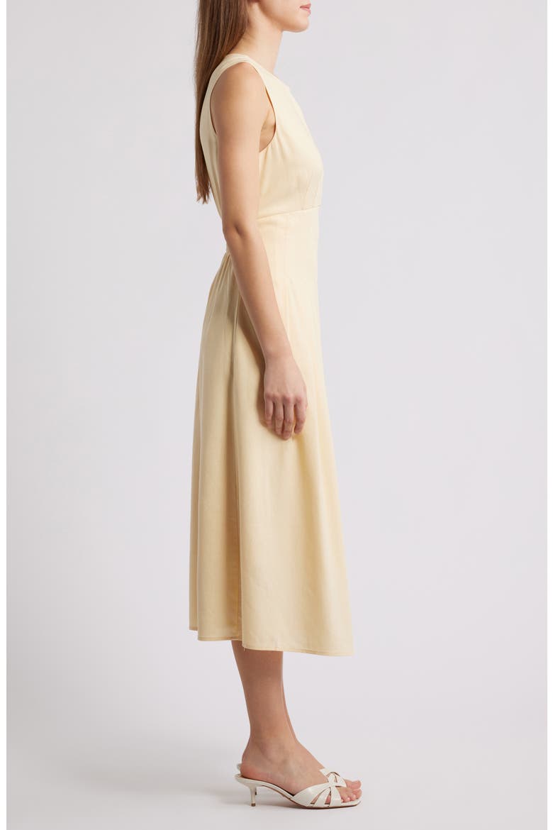 Pintuck Waist Midi Dress, Alternate, color, BUTTER