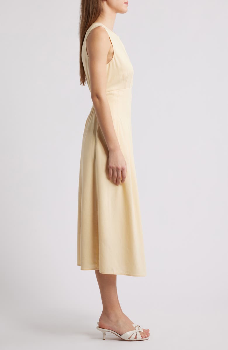 Sam Edelman Pintuck Waist Midi Dress, Alternate, color, Butter