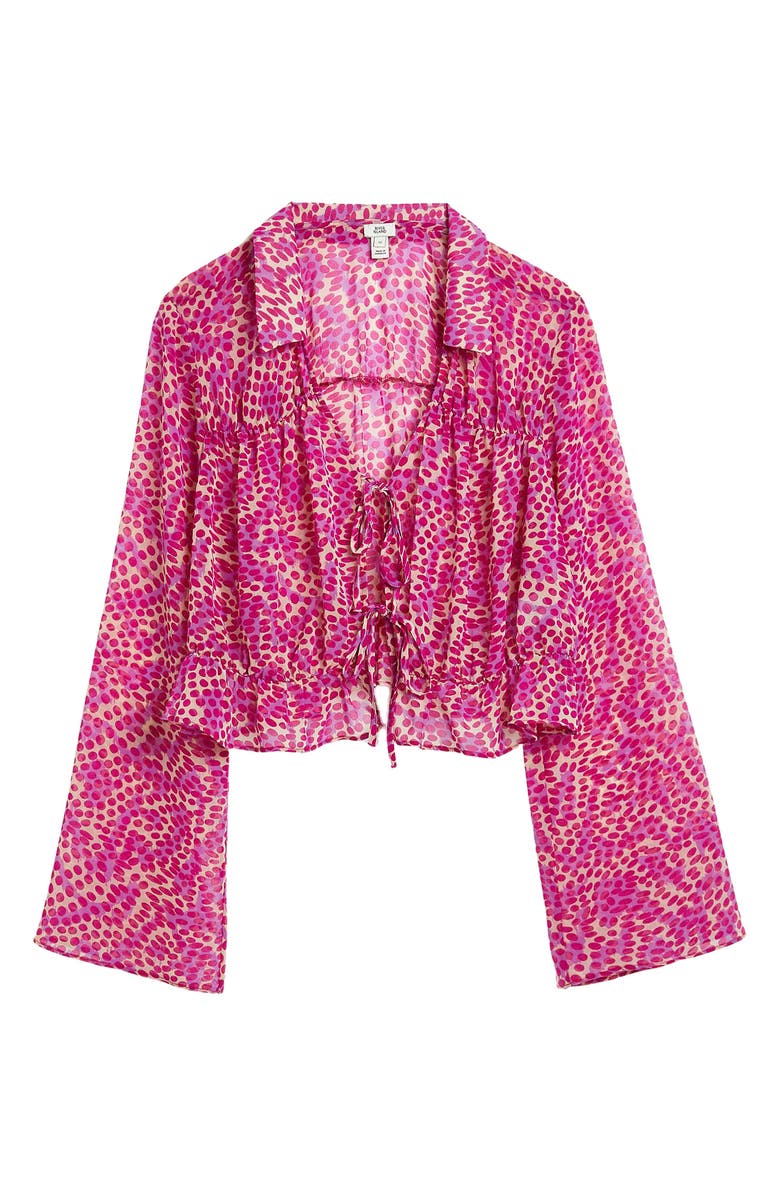River Island Dot Print Tie Blouse, Alternate, color, 