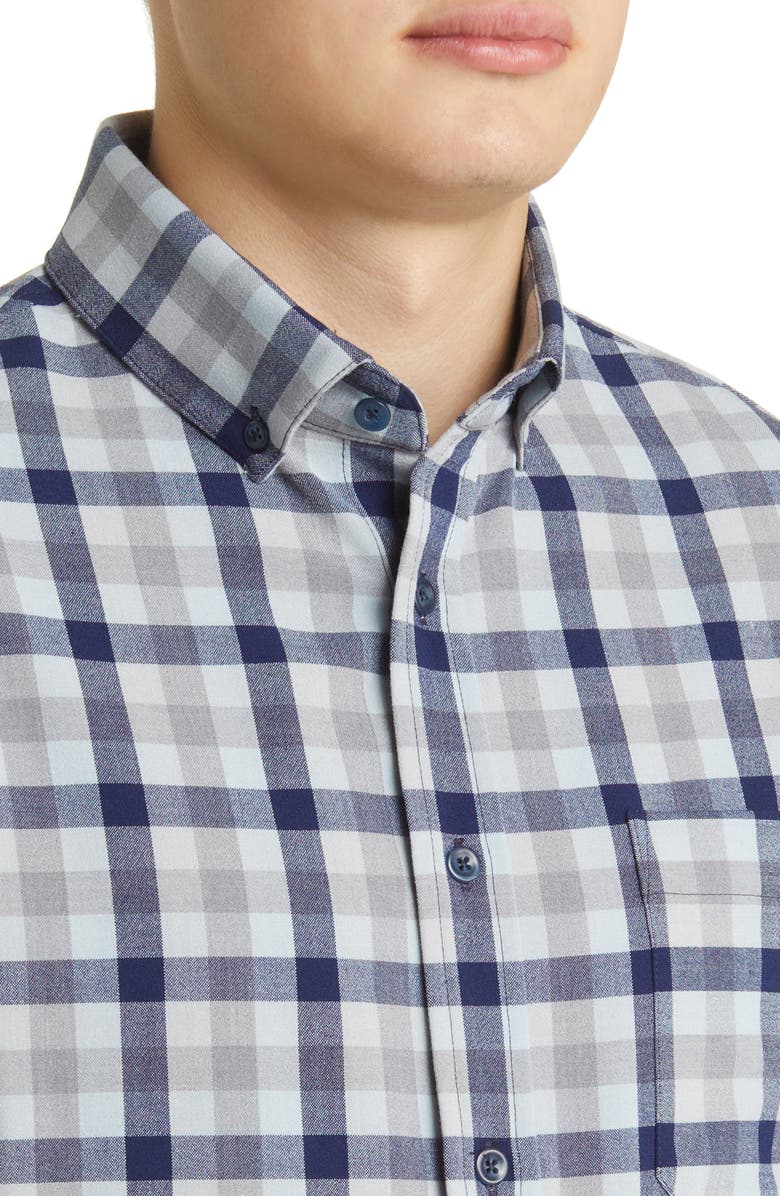 Mizzen+Main Men's City Trim Fit Check Stretch Flannel Button-Down Shirt, Alternate, color, 