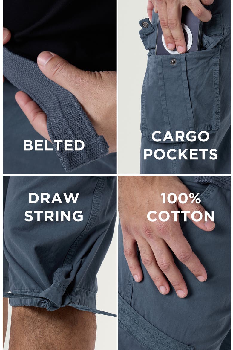 Belted Cargo Shorts, Alternate, color, STEEL