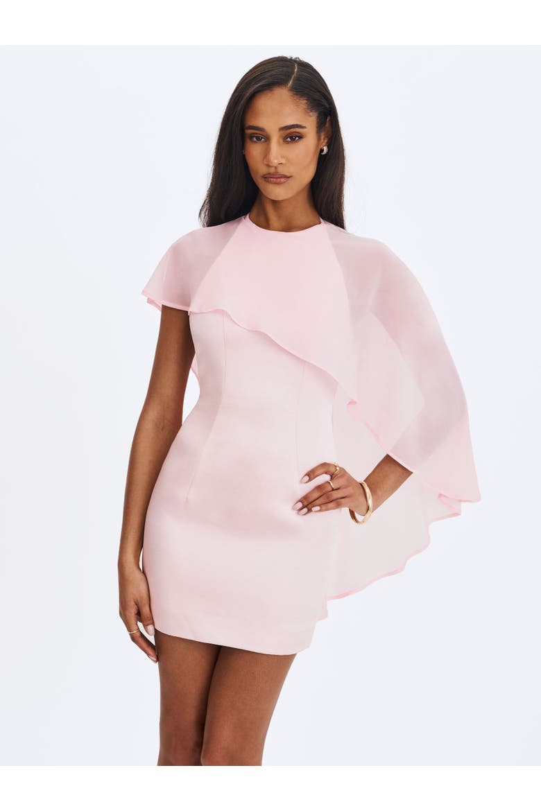 Umeko Asymmetrical Cape Mini Dress, Alternate, color, Pink