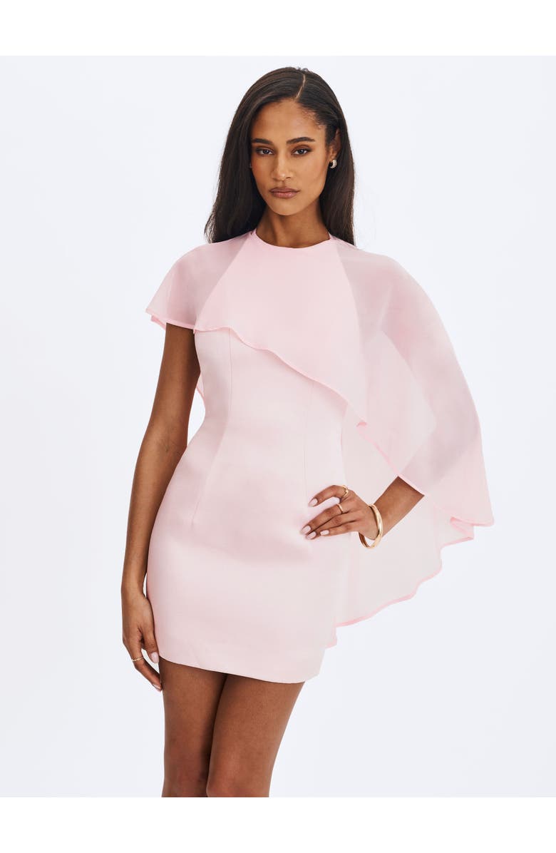 Miss Circle Umeko Asymmetrical Cape Mini Dress, Alternate, color, Pink