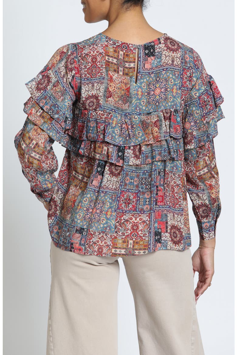 Ruffled Peasant Top, Alternate, color, DUSTY ROSE/MINERAL MULTI