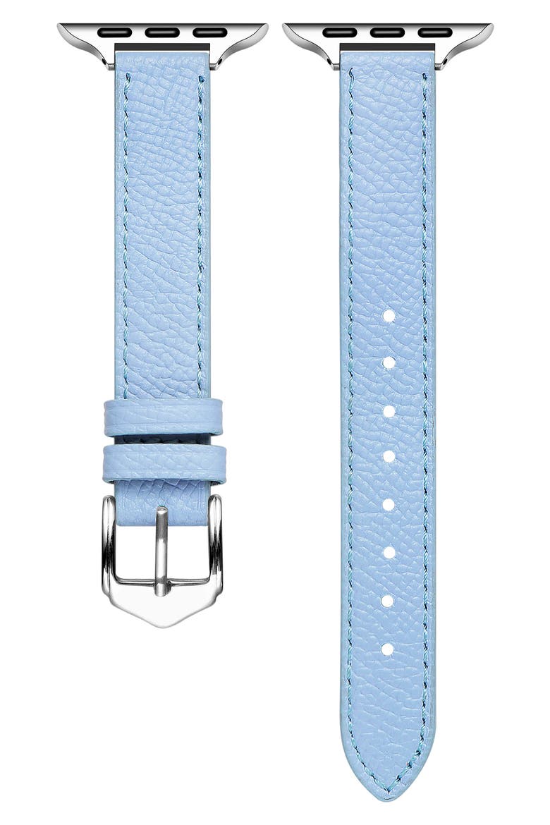 Cleo Leather Apple Watch® Watchband, Main, color, ICE BLUE