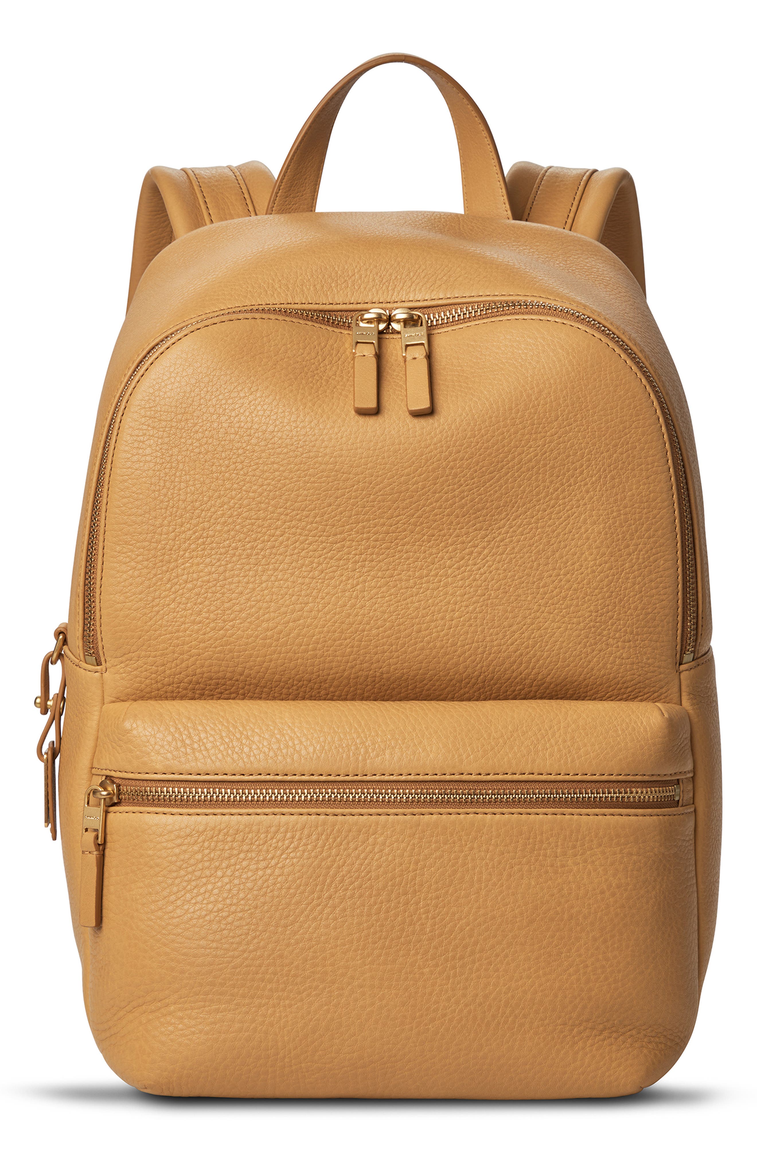 Shinola Small Runwell Leather Backpack, Main, color, Honey