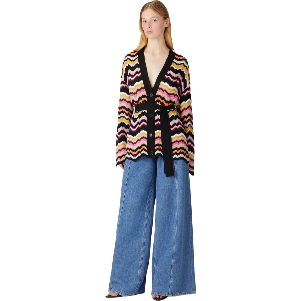 Missoni Zigzag Greek Pattern Cardigan And Belt In Multicoloured 2