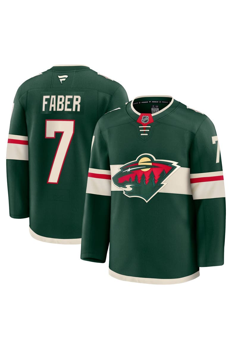 Men's Fanatics Brock Faber Green Minnesota Wild Anniversary Premium Jersey, Main, color, Green
