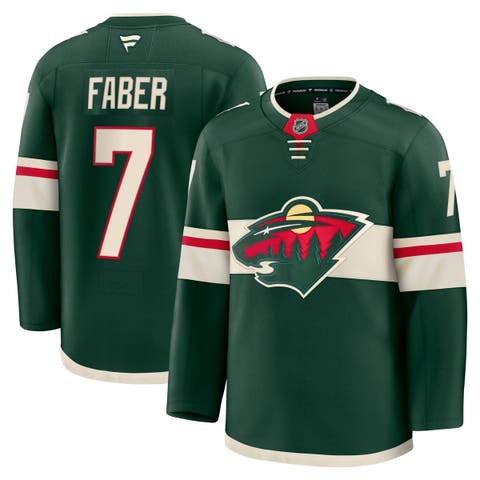 Men's Fanatics Brock Faber Green Minnesota Wild Anniversary Premium Jersey