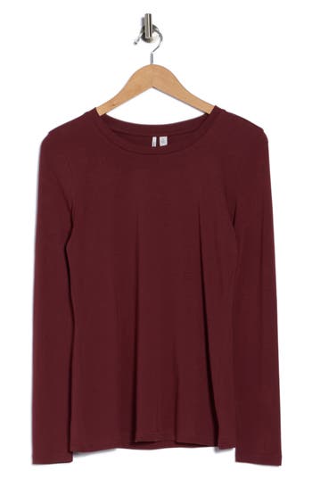 Nordstrom Crewneck Long Sleeve Pima Cotton T-shirt In Burgundy