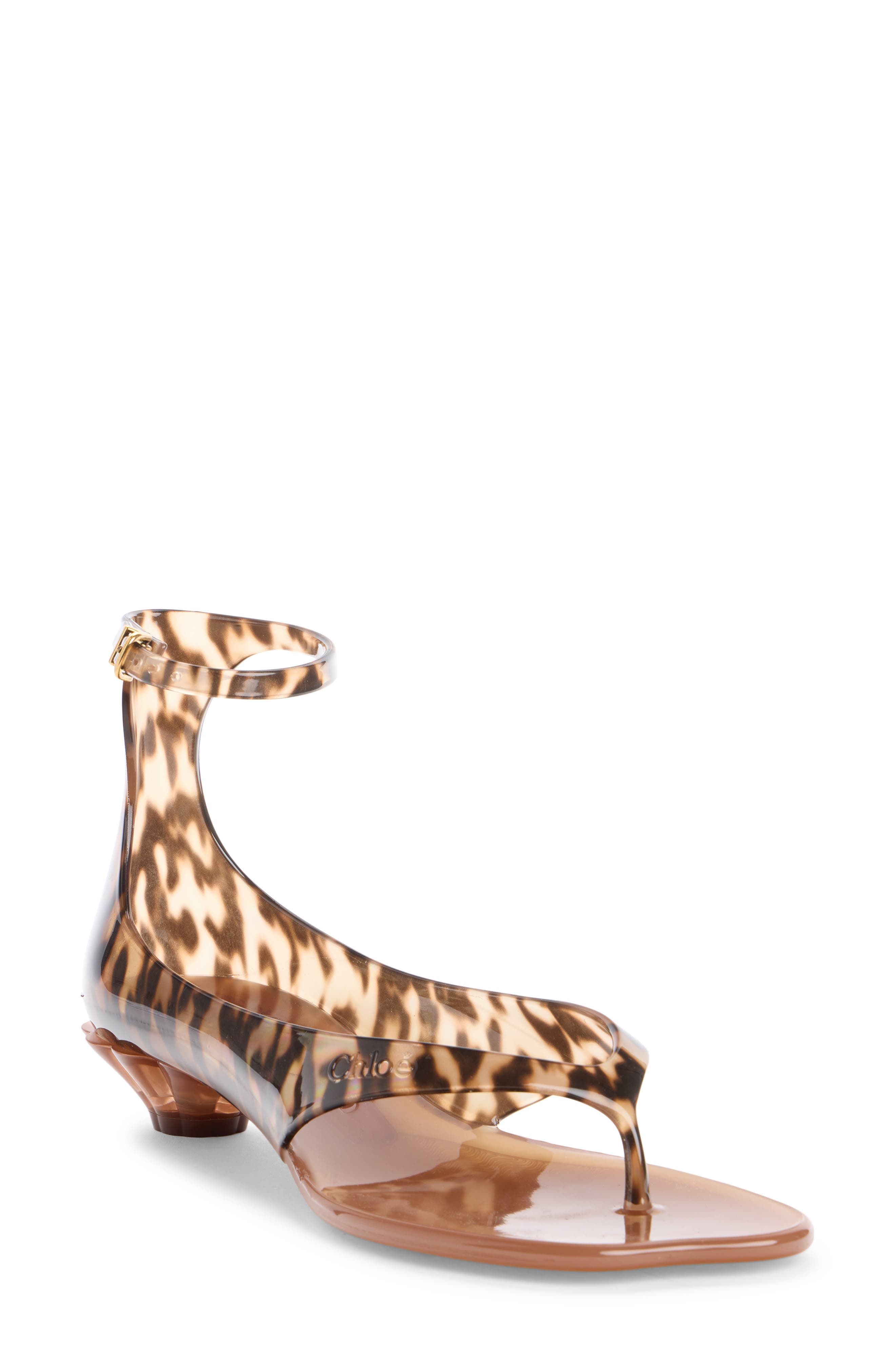 Chloé Ankle Strap Jelly Sandal, Main, color, Black Brown