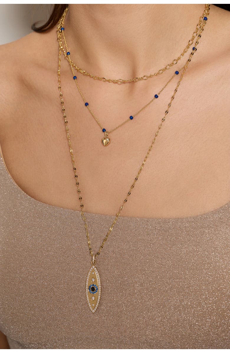 Alex and Ani Festival Stranded Evil eye necklace, Alternate, color, Gold