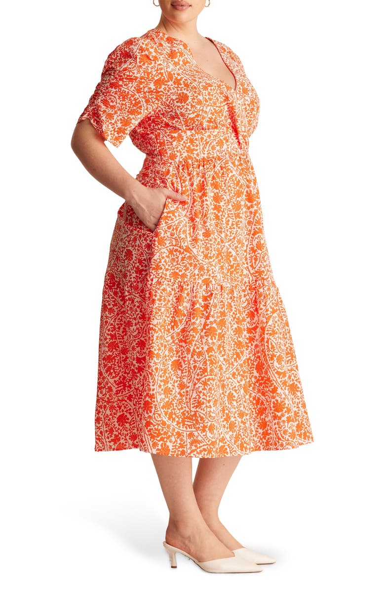 Estelle Dreamaya Floral Front Flap Fit & Flare Midi Dress, Alternate, color, 