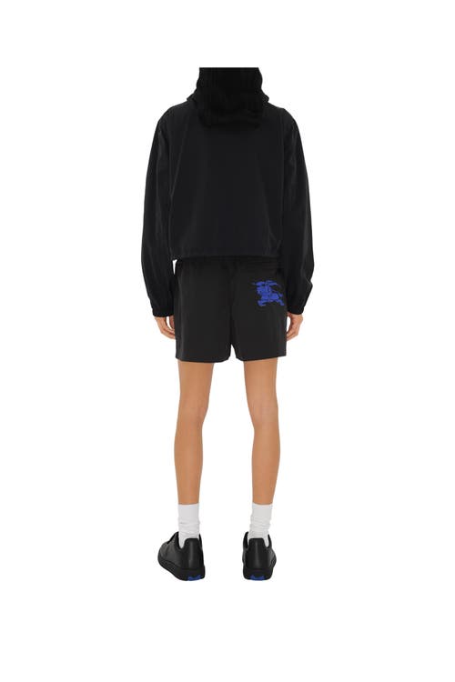 Burberry Cropped Nylon Hooded Jacket In Black
