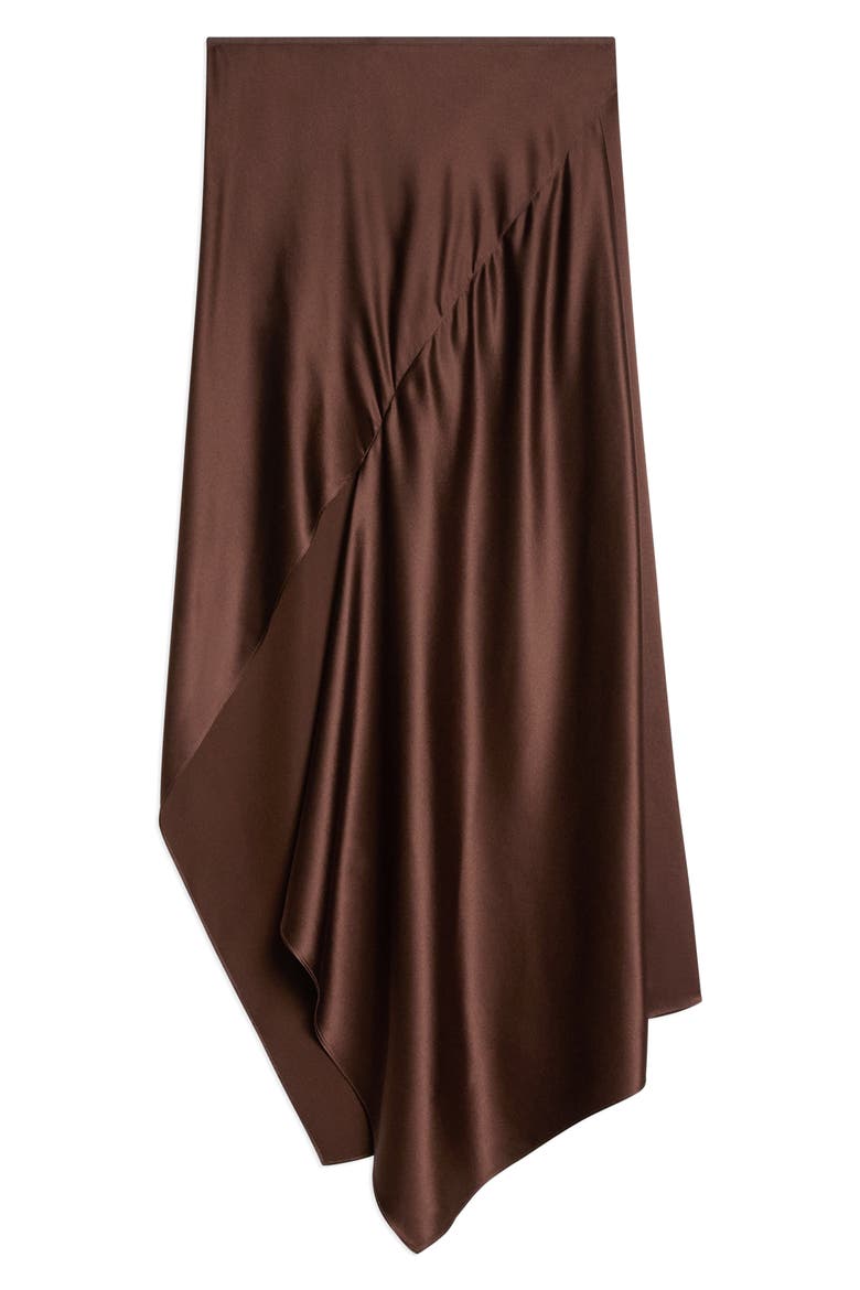 Asymmetric Silk Satin Midi Skirt, Alternate, color, SERRA
