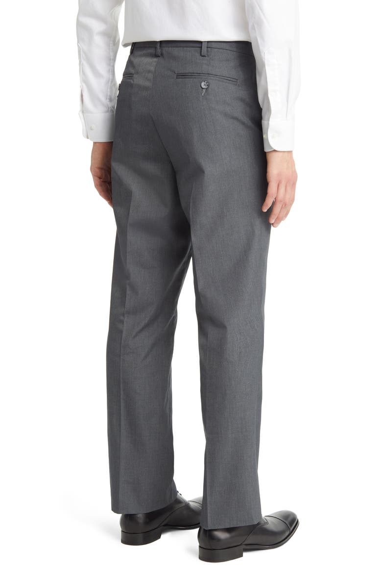 Prim Self Sizer Waist Flat Front Poplin Trousers, Alternate, color, GREY