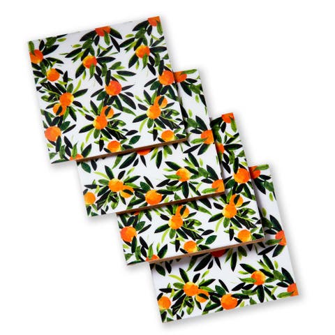 Citrus Grove Wooden Coasters Set of 4 - Multicolor Drinkware